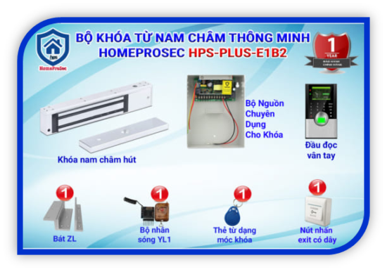 HPS- PLUS- E1B2- BỘ KHÓA TỪ NAM CHÂM ĐIỆN TỬ THÔNG MINH HPS- PLUS- E1B2