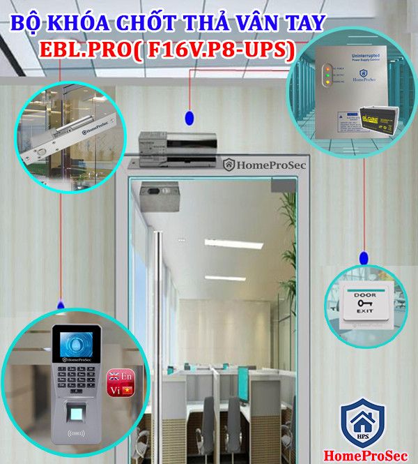 Bộ Khóa chốt thả Vân Tay HPS- EBLPRO ( F16VP8-UPS)