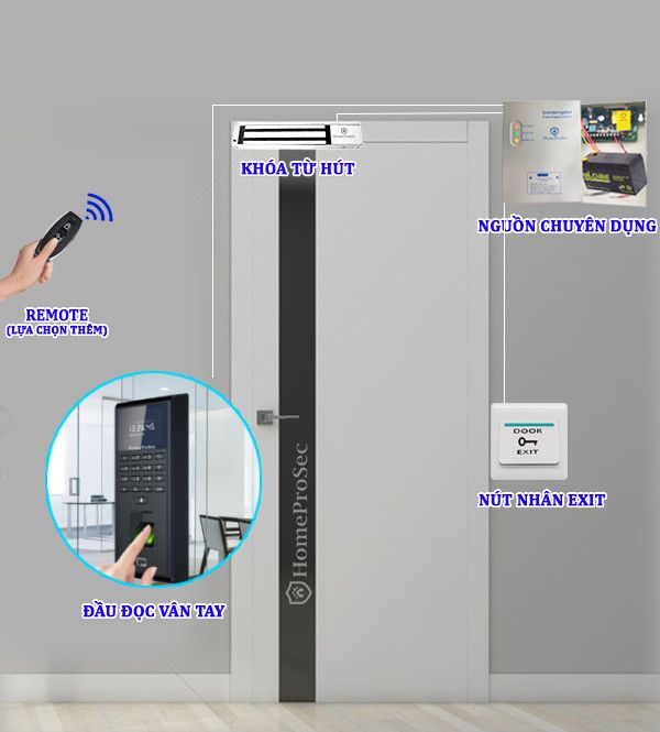 Bộ Khóa Từ Hút Vân Tay HPS- EMLPRO ( F15P8-UPS)