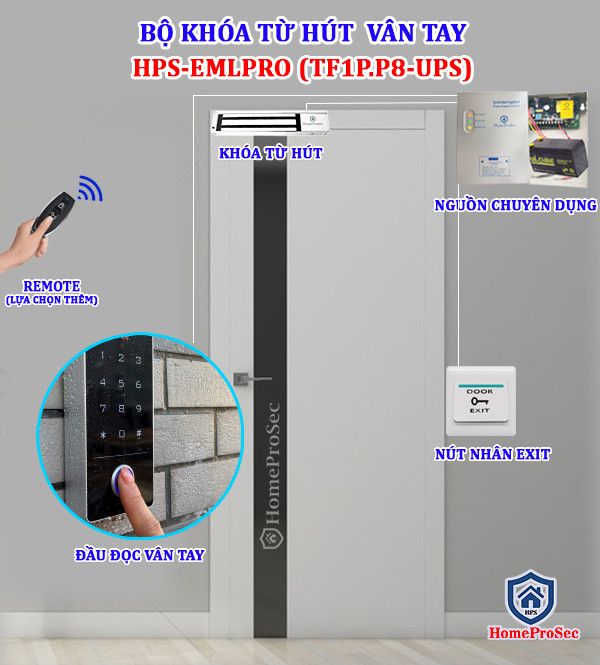  Bộ Khóa chốt thả Vân Tay HPS- EBLPRO ( TF1PP8 - UPS) 