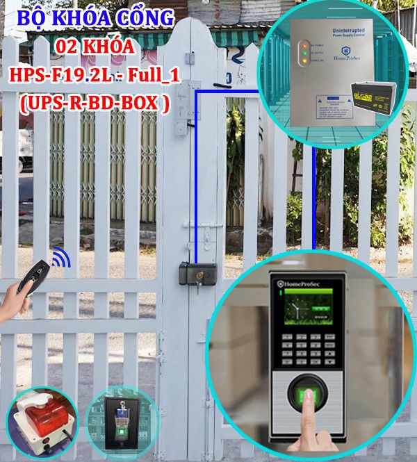 Khóa cổng vân tay 2 khóa HPS- F19- 2L- FULL-1( UPS- R- BD- BOX)