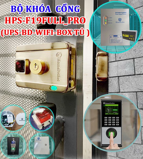 Khóa cổng vân tay nhà trọ HPS- F19FULL PRO ( UPS- BD- BOX- WIFI- TU)