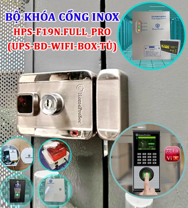 Khóa vân tay inox HPS- F19NFULL PRO ( UPS- BD- BOX- WIFI- TU)