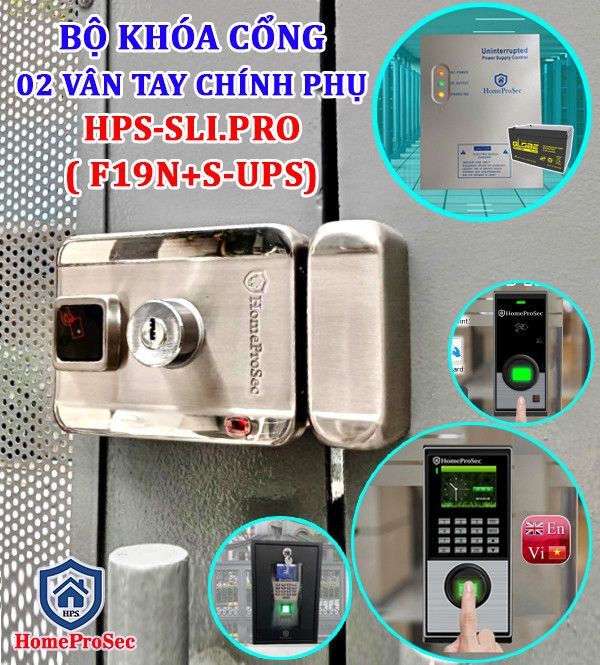  Bộ khóa cổng vân tay inox HPS- SLIPRO ( F19N+S-UPS) 