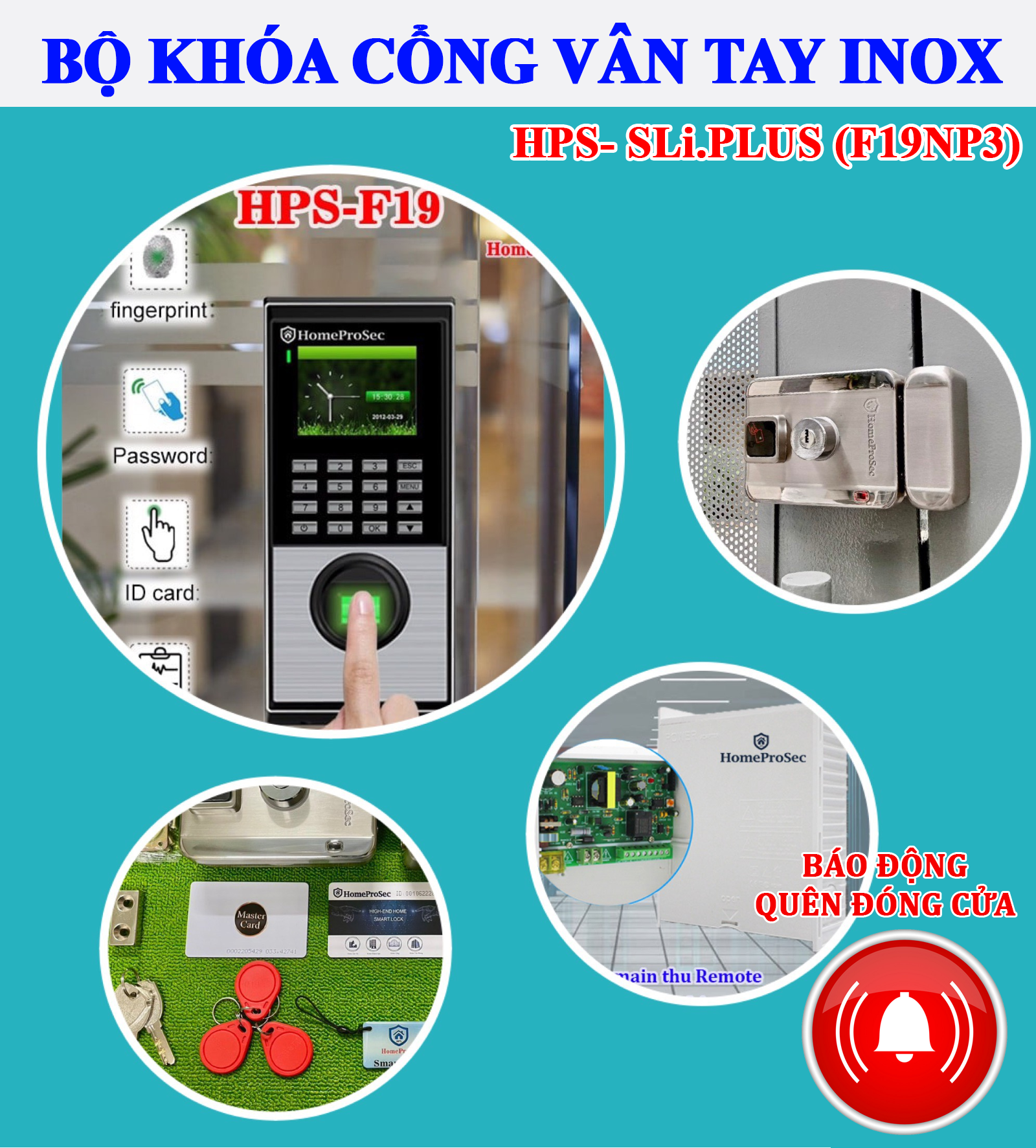 Bộ khóa cổng Vân Tay inox HPS- SLIPLus ( F19NP3)