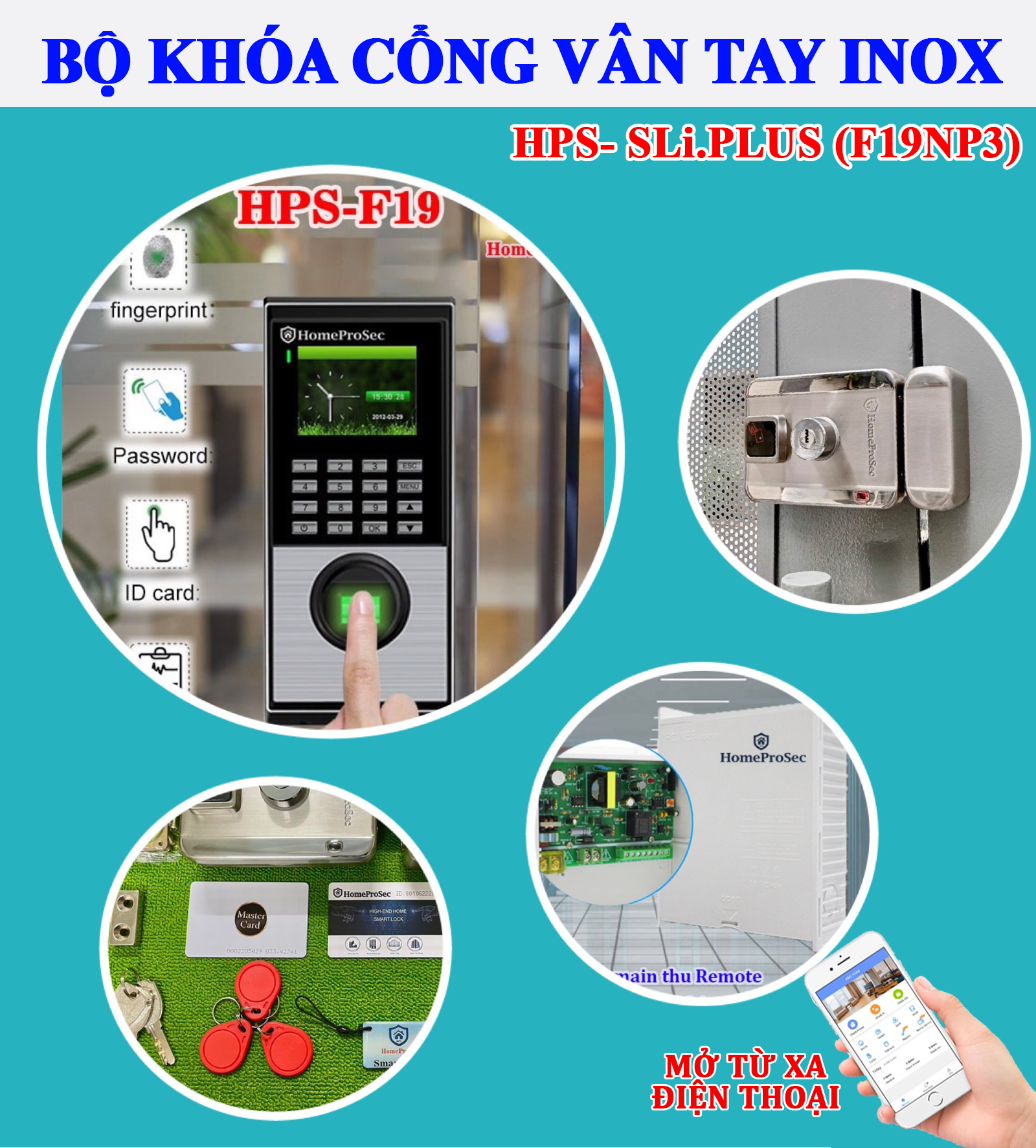 Bộ khóa cổng Vân Tay inox HPS- SLIPLus ( F19NP3)