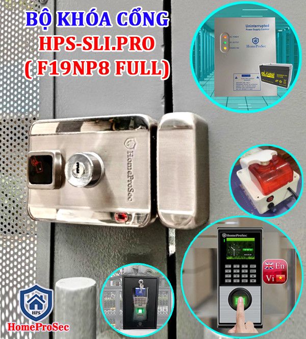 Bộ khóa cổng vân tay inox HPS- SLIPRO ( F19NP8-UPS FULL)