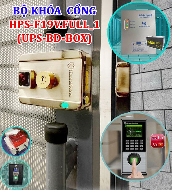  Khóa cổng vân tay nhà trọ HPS- F19V FULL-1( UPS-  BD- BOX) 