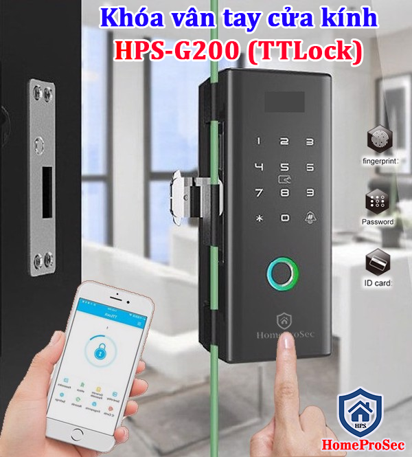  Khóa vân tay cửa kính HPS- G200 (ttlock) 