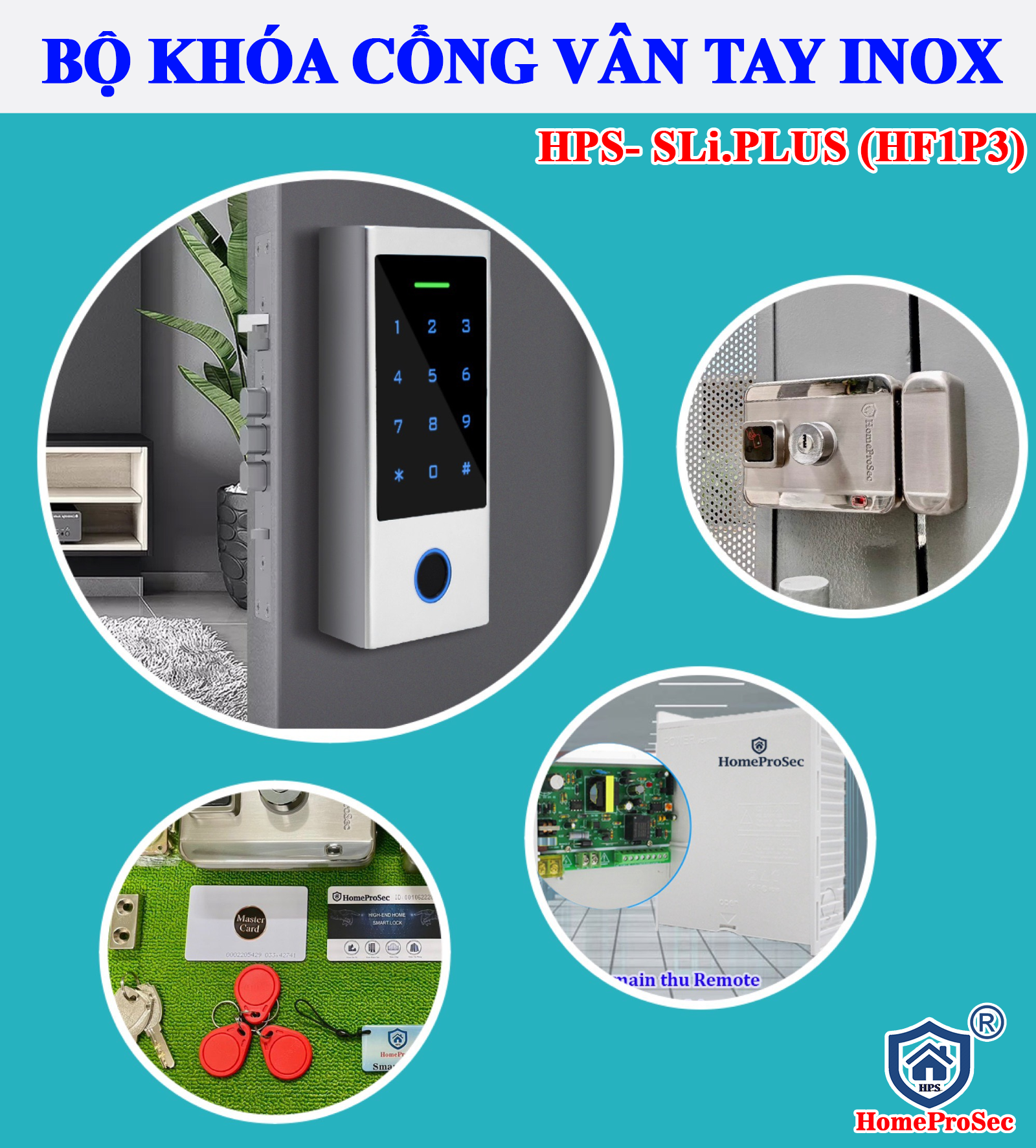 Bộ khóa cổng vân tay inox HPS- SLIPLUS ( HF1P3-Tuya )