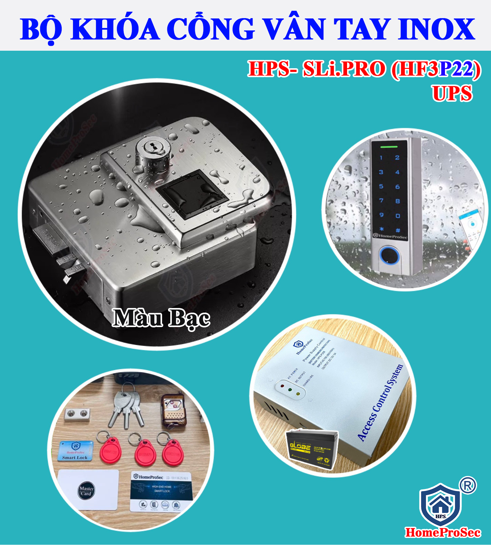 Khóa Cổng Vân Tay Inox Cao Cấp HPS- P22 ( HF3P8- UPS)