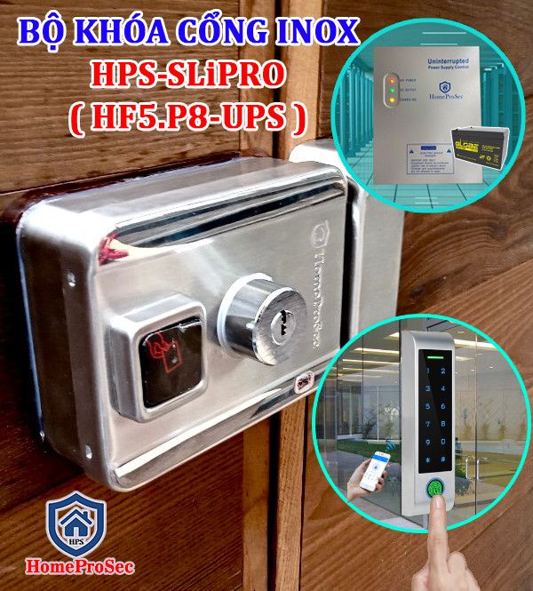Bộ khóa cổng vân tay inox HPS- SLIPRO ( HF5P8 - UPS - ttlokc/tuya)