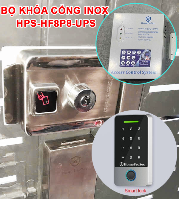 Bộ khóa cổng vân tay inox HPS- SLIPRO ( HF8P8 - UPS)