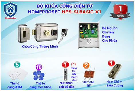 HPS- SLBASIC- V1- Bộ Khóa Cổng Thông Minh HomeProSec HPS- SLBASIC- V1