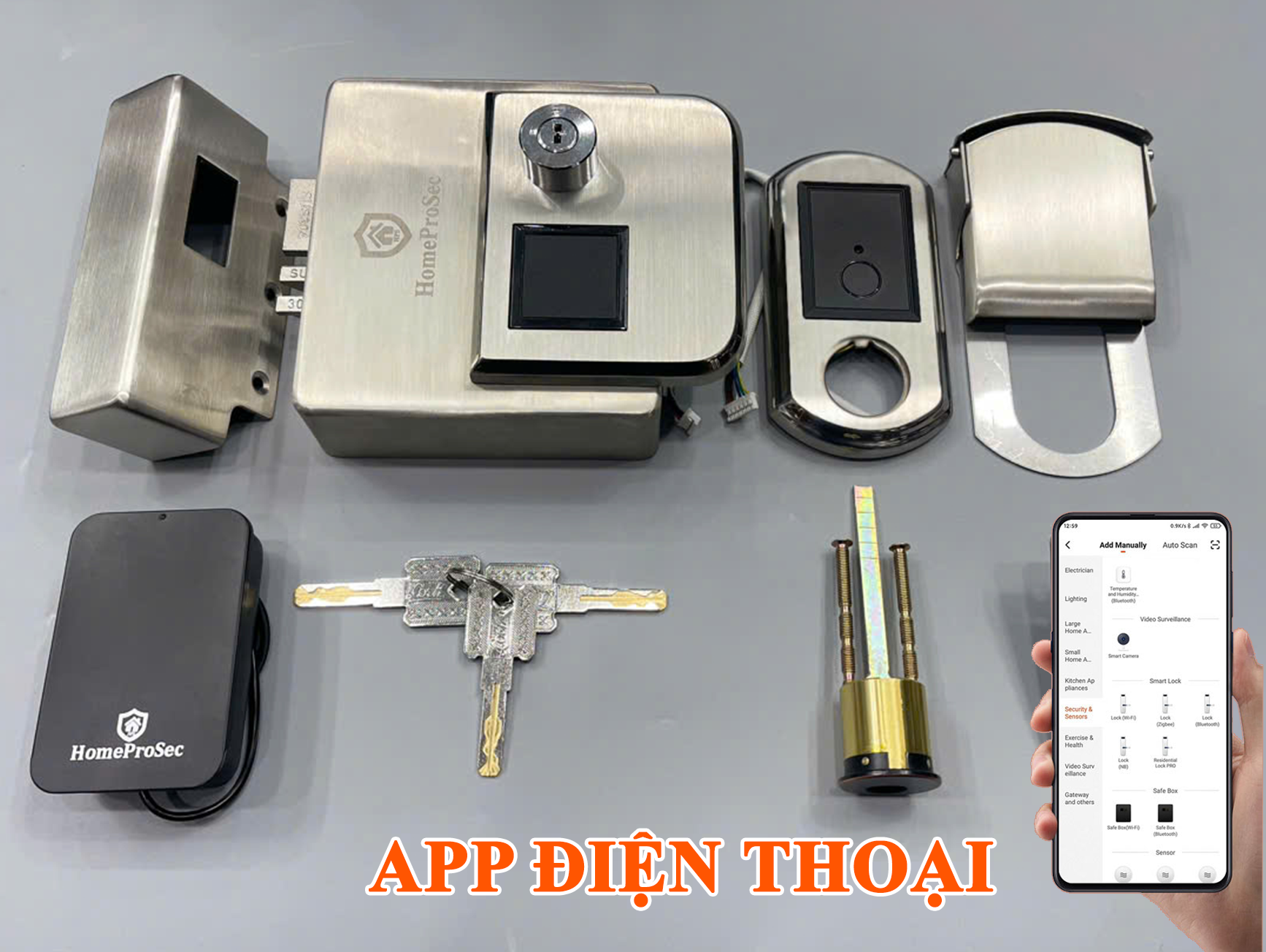 Khoá cổng Pin 01 vân tay HPS- P22 CF ( APP ĐIỆN THOẠI - TÙY CHỌN)