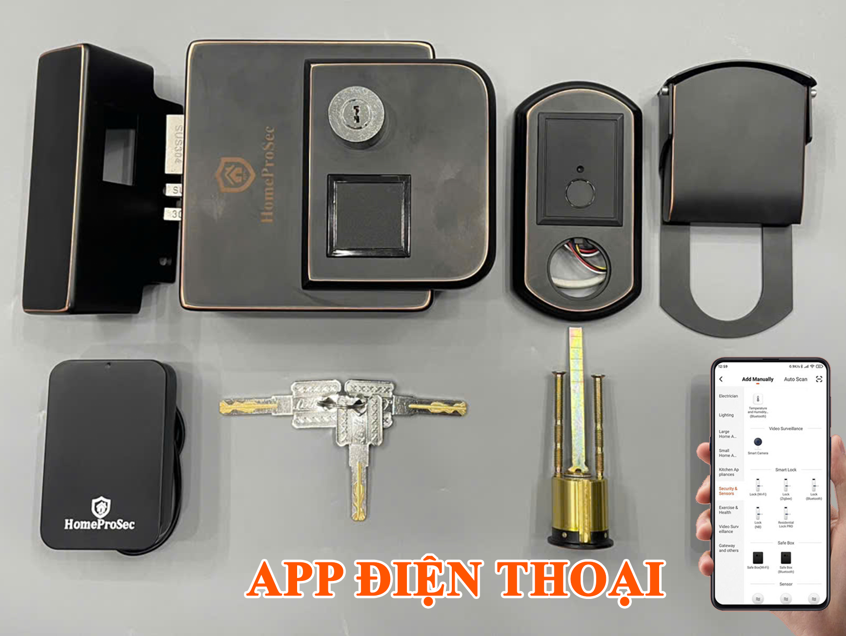 Khoá cổng Pin 01 vân tay HPS- P22 CF ( APP ĐIỆN THOẠI - TÙY CHỌN)