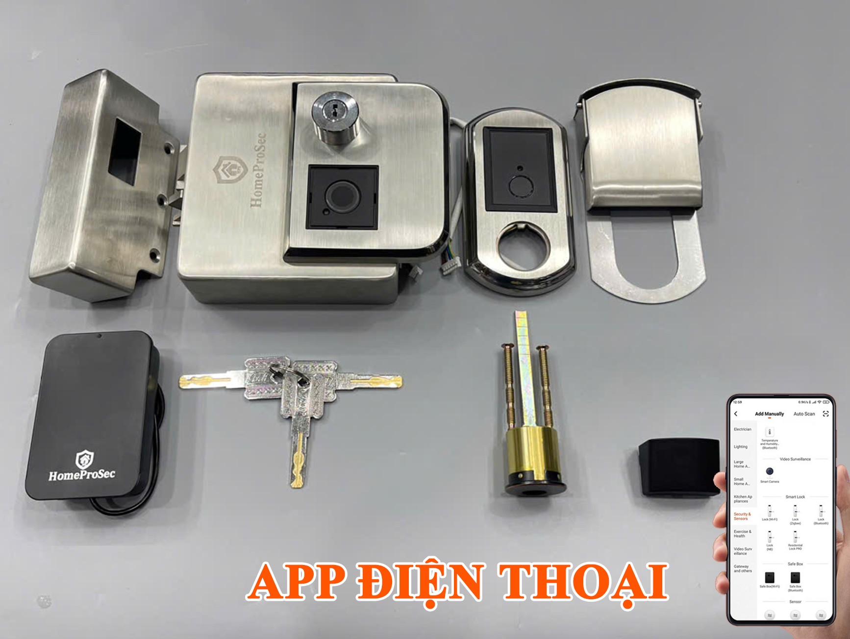 Khoá cổng Pin 01 vân tay HPS- P22 CF ( APP ĐIỆN THOẠI - TÙY CHỌN)