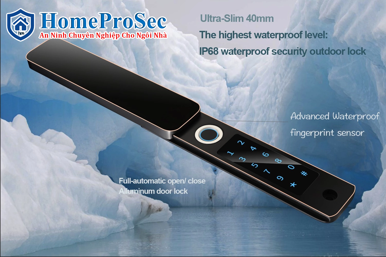 HPS- PRO2FL- Khóa cổng 02 vân tay âm cửa HomeProSec HPS- PRO2FL