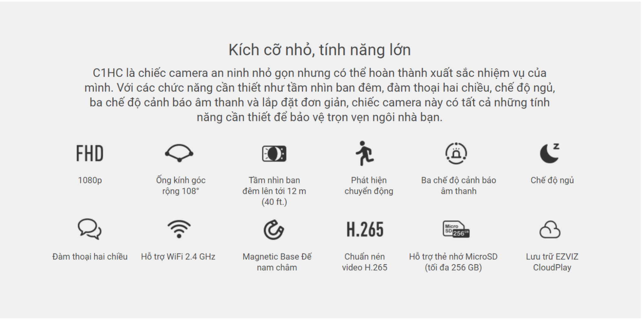 Camera Wifi trong nhà 2MP chuẩn nén H265