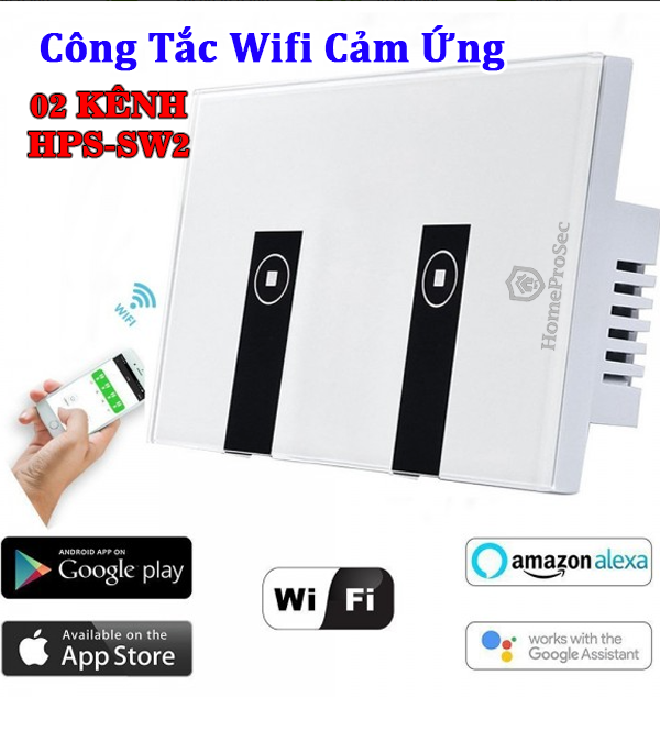 Công tắc Cảm ứng wifi thông minh 2 kênh HPS- SW2