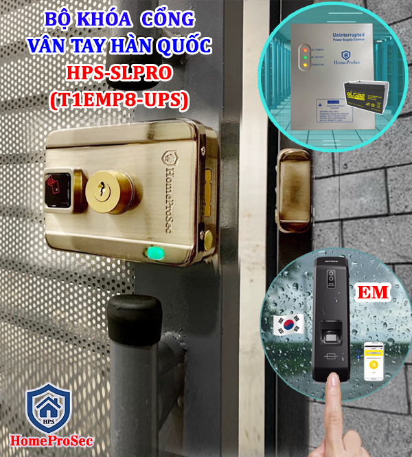 Khóa Vân Tay Cổng Sắt Hàn Quốc -Made in Korea ( T1EMP8-UPS )