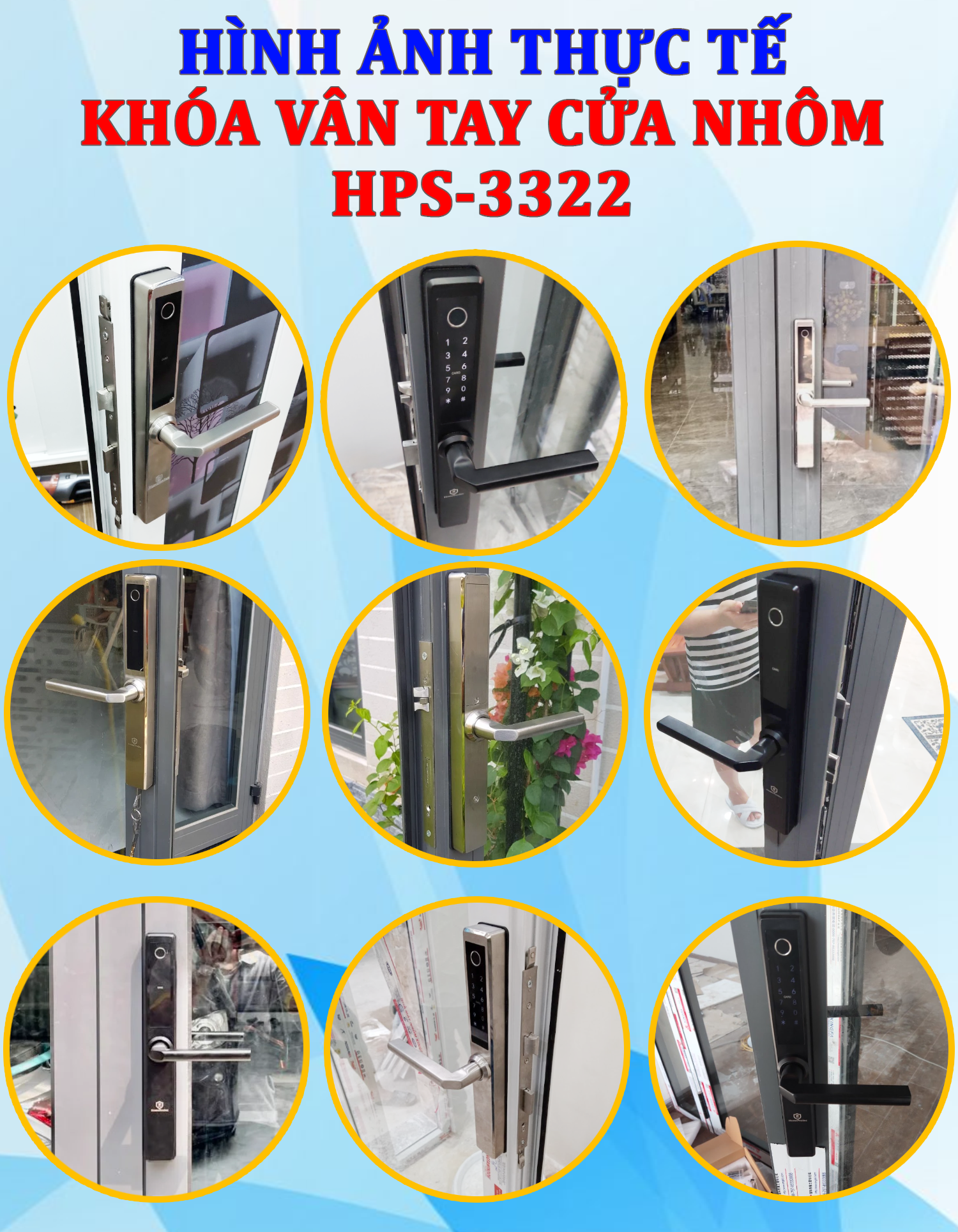  Khóa vân tay cửa nhôm HPS- 3322 (ttlock) 