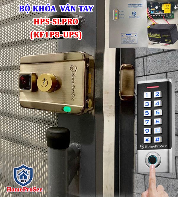 HPS- SLPRO ( KF1P8 - UPS)- Bộ khóa cổng vân tay thông minh HomeProSec HPS- SLPRO ( KF1P8 - UPS)