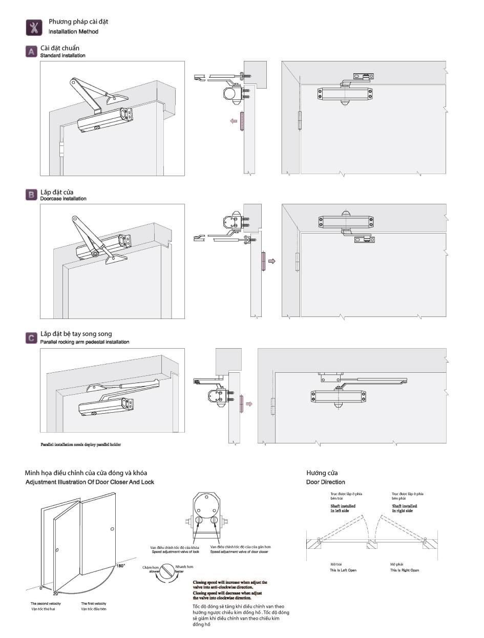  Tay đẩy, cùi chỏ, tay đòn chuyên dụng cho Cửa loại trung DC- 80 ( stop) 