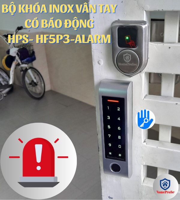 Khóa cổng vân tay inox có báo động HPS- SLPLUS ( HF5P3- Alarm)