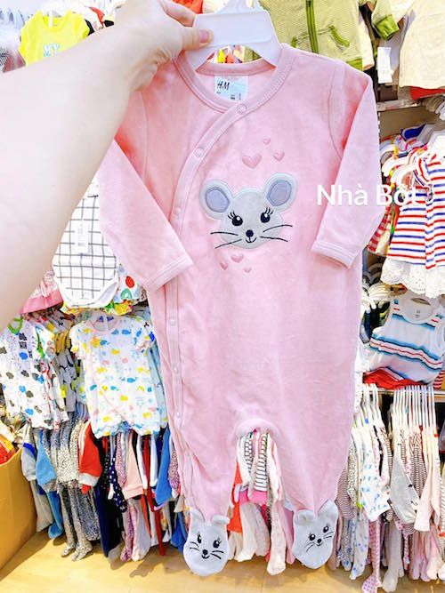 Sleep Suit Nỉ H&M 2907 hồng chuột