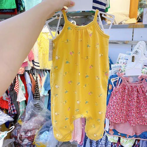 Jumpsuit túi sườn hai dây REAL COTTONS vàng hoa màu