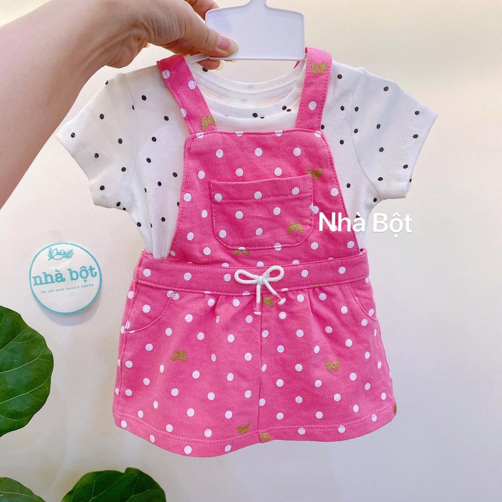 Yếm Carter màu hồng chấm bi