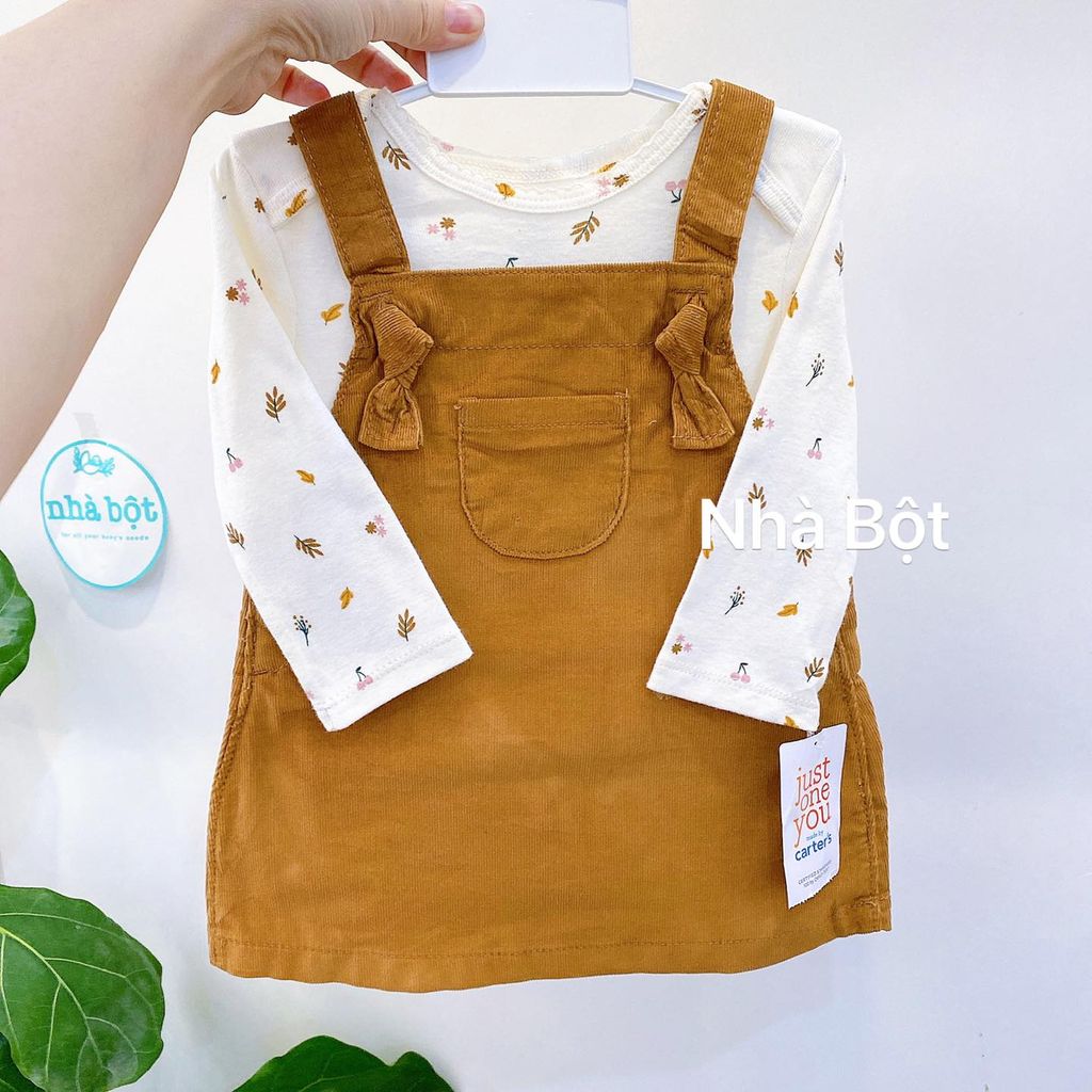 Set Yếm Carter màu trắng lá-nâu trơn