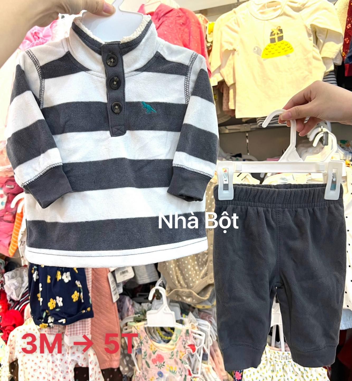 (TIẾT KIỆM) Set bộ nỉ Carter khủng long xanh