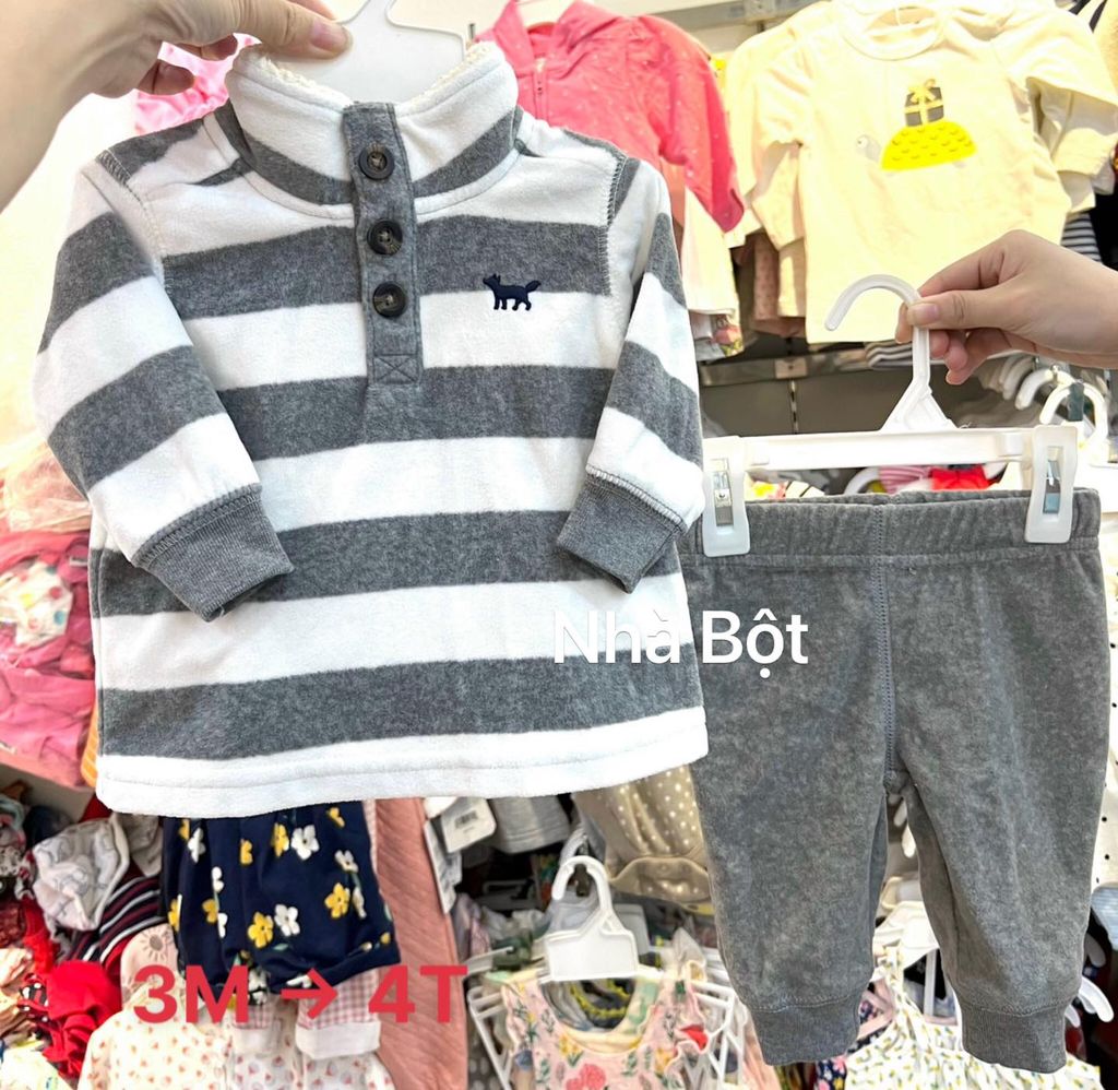 (TIẾT KIỆM) Set bộ nỉ Carter cáo xanh + quần nhạt
