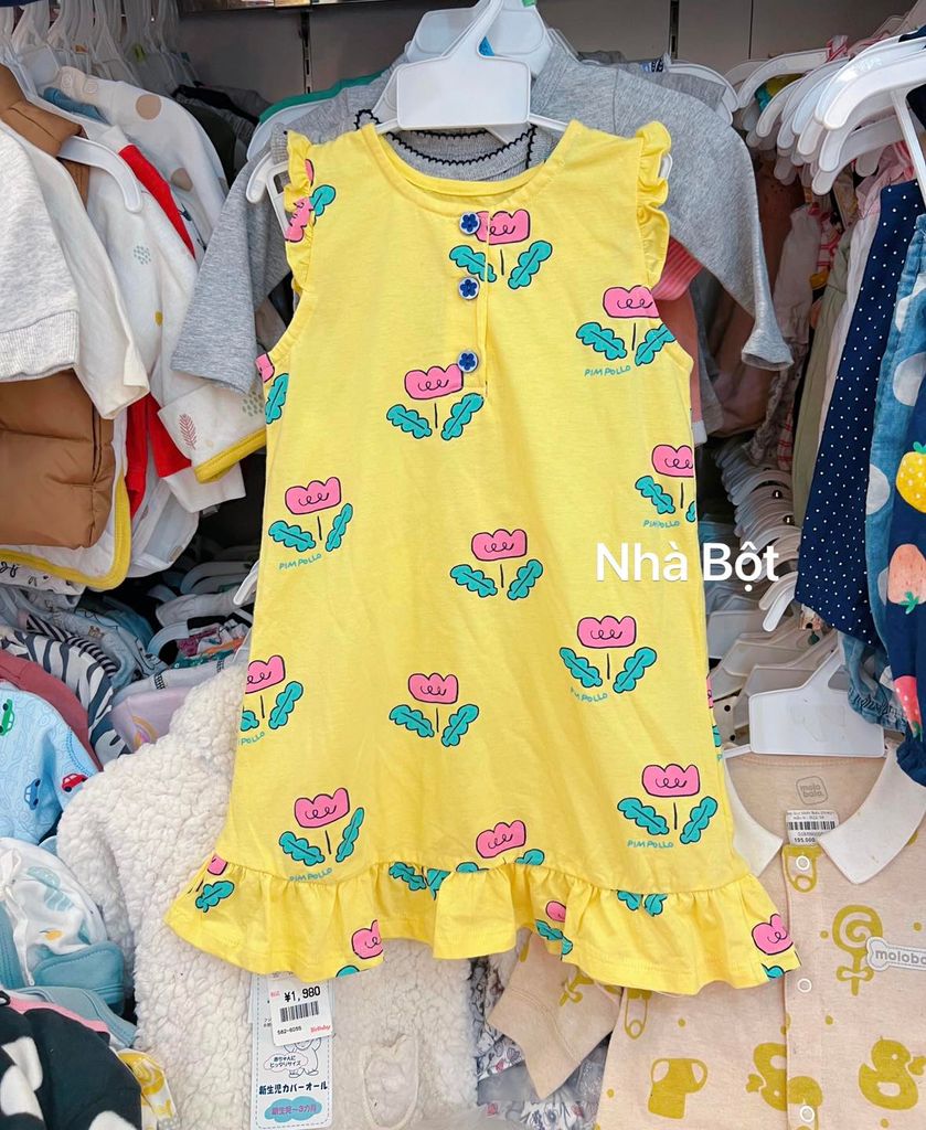 Đầm xuất hàn 270325 Hoa vàng