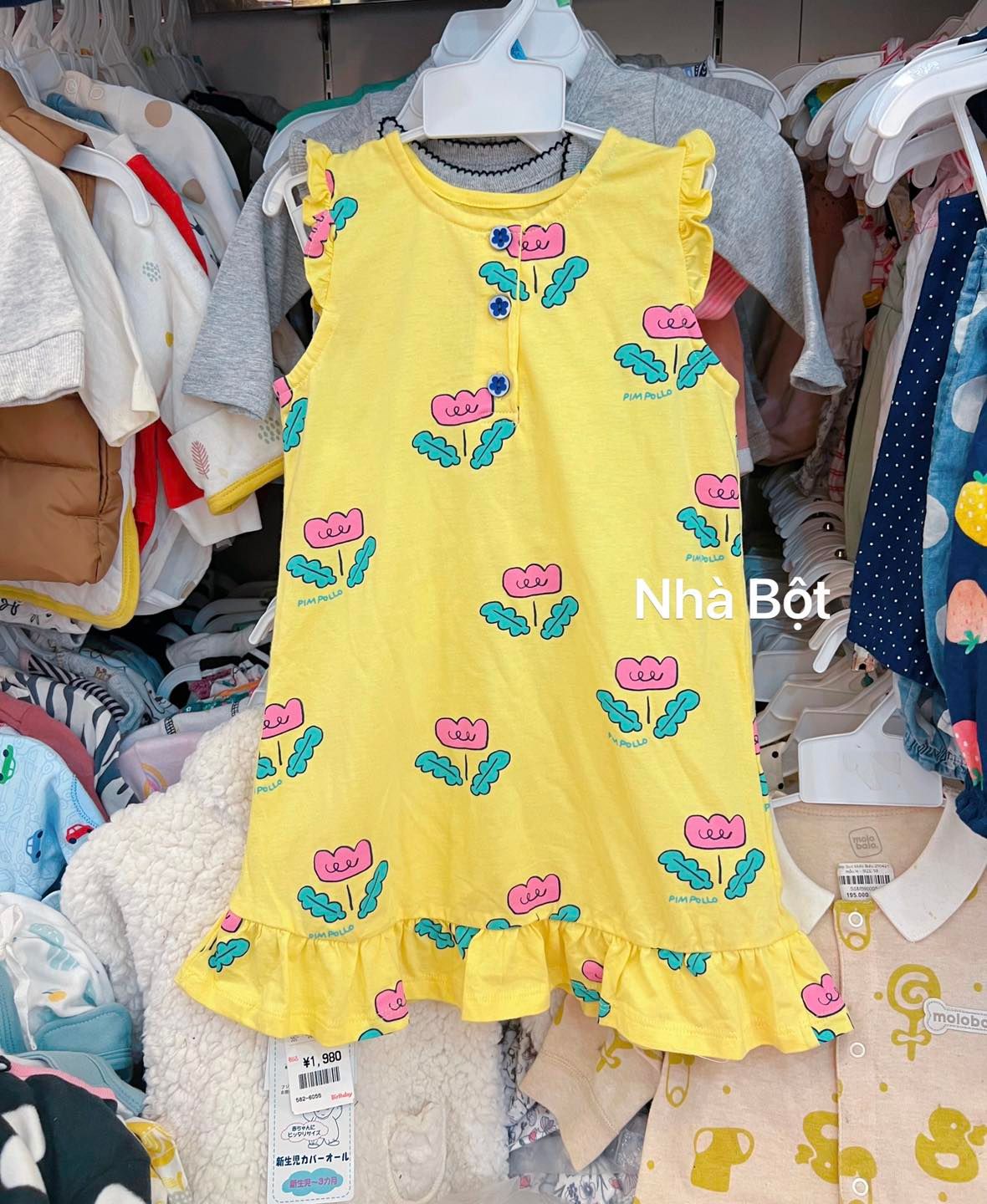 Đầm xuất hàn 270325 Hoa vàng