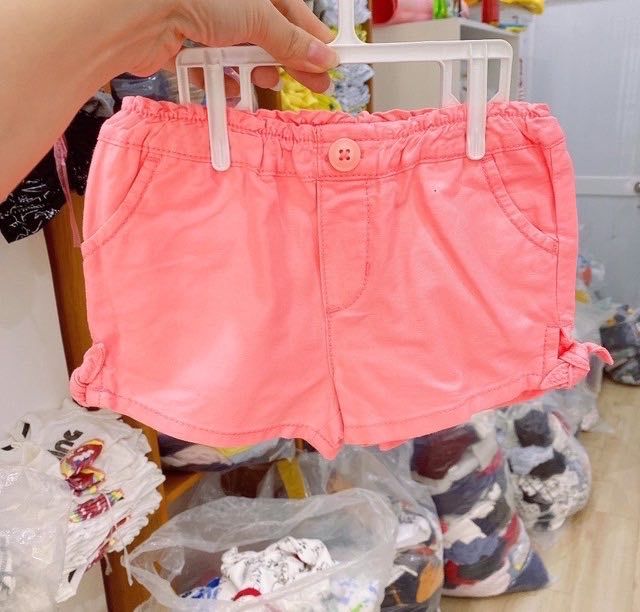 Quần Short bé gái 1810 kaki hồng dạ quang