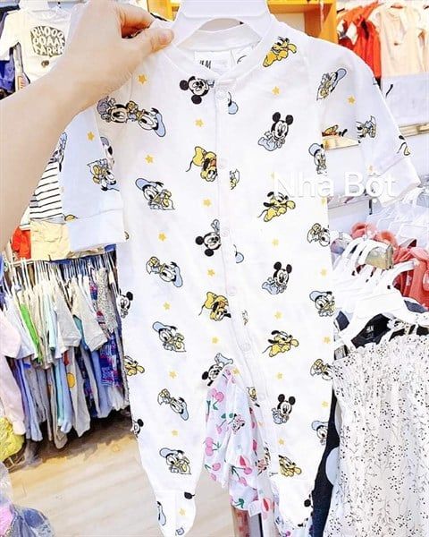 SLEEP SUIT H&M-trắng chuột Mickey&chó