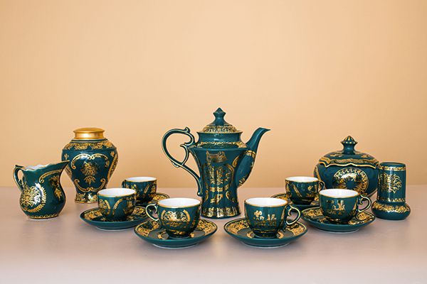 Bộ ấm trà nạm dát phủ vàng 24k mã MG-TS01SB
