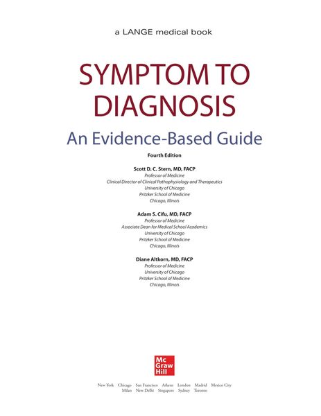 Symptom to Diagnosis An Evidence Based Guide, 4th Edition Symptom to Diagnosis An Evidence Based Guide, 4th Edition