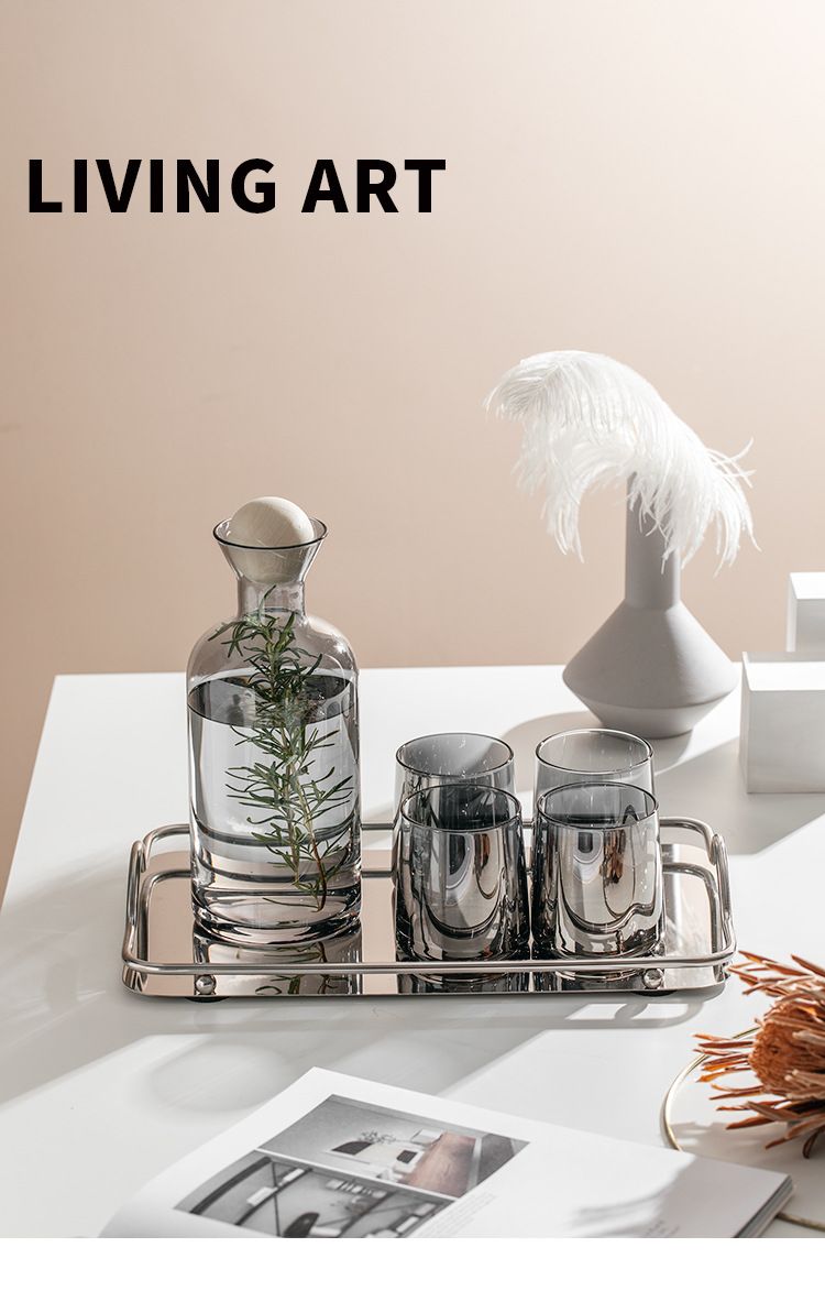 BỘ BÌNH LY THỦY TINH KHAY INOX