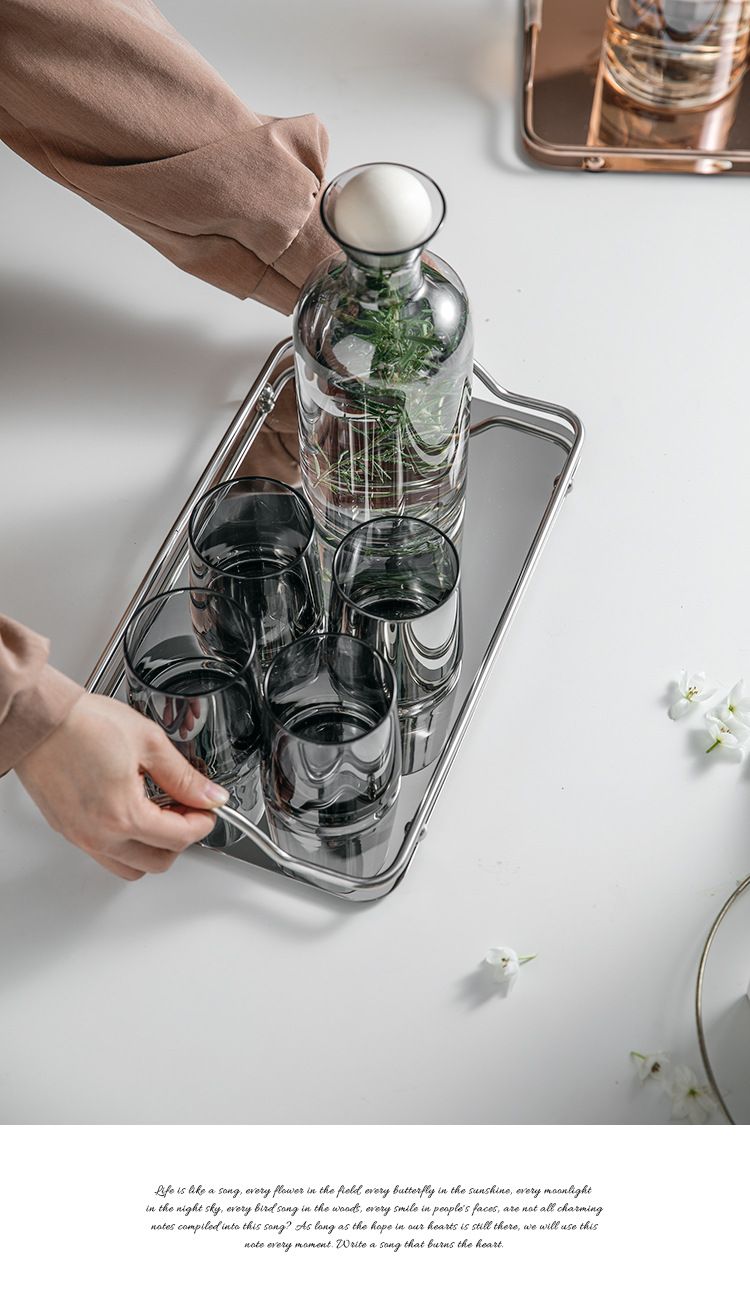 BỘ BÌNH LY THỦY TINH KHAY INOX