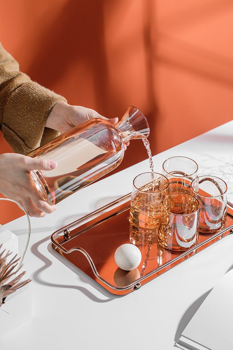 BỘ BÌNH LY THỦY TINH KHAY INOX