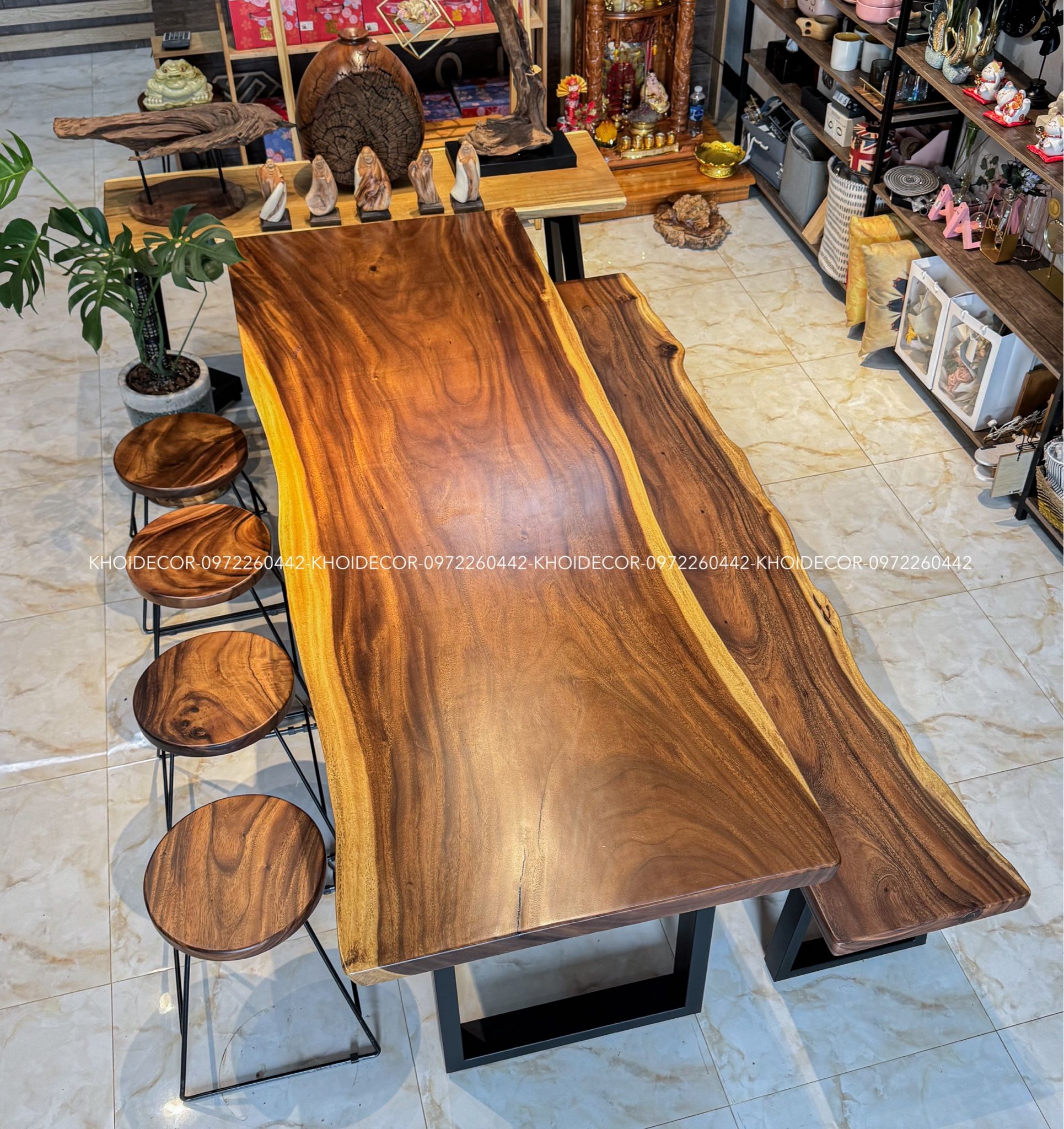 BÀN GỖ ME TÂY 240 x 81-86 x 5 cm
