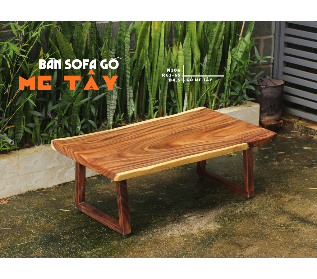 BÀN SOFA GỖ ME TÂY 106 x 62-65 x 4.5 cm