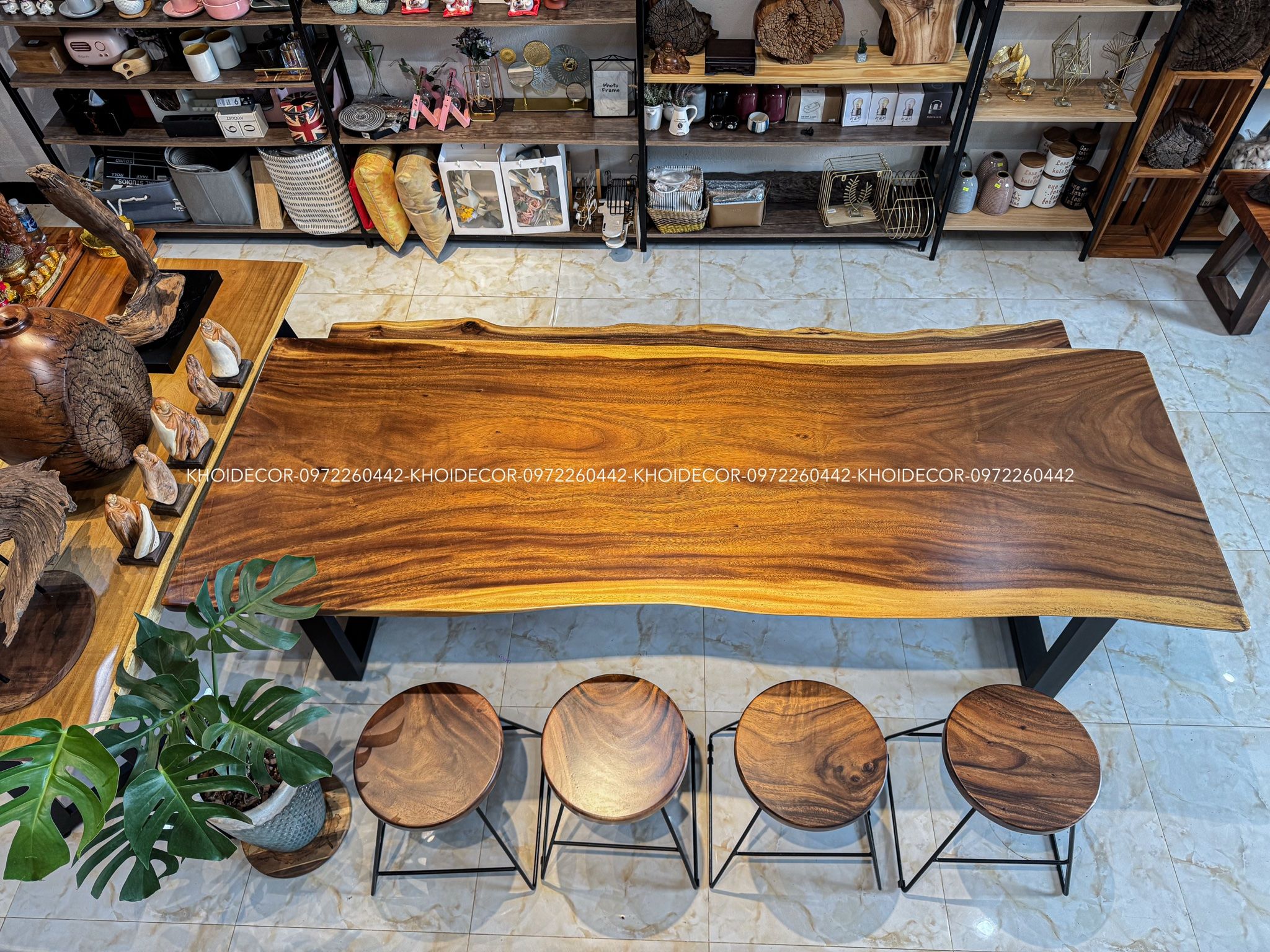 BÀN GỖ ME TÂY 240 x 81-86 x 5 cm