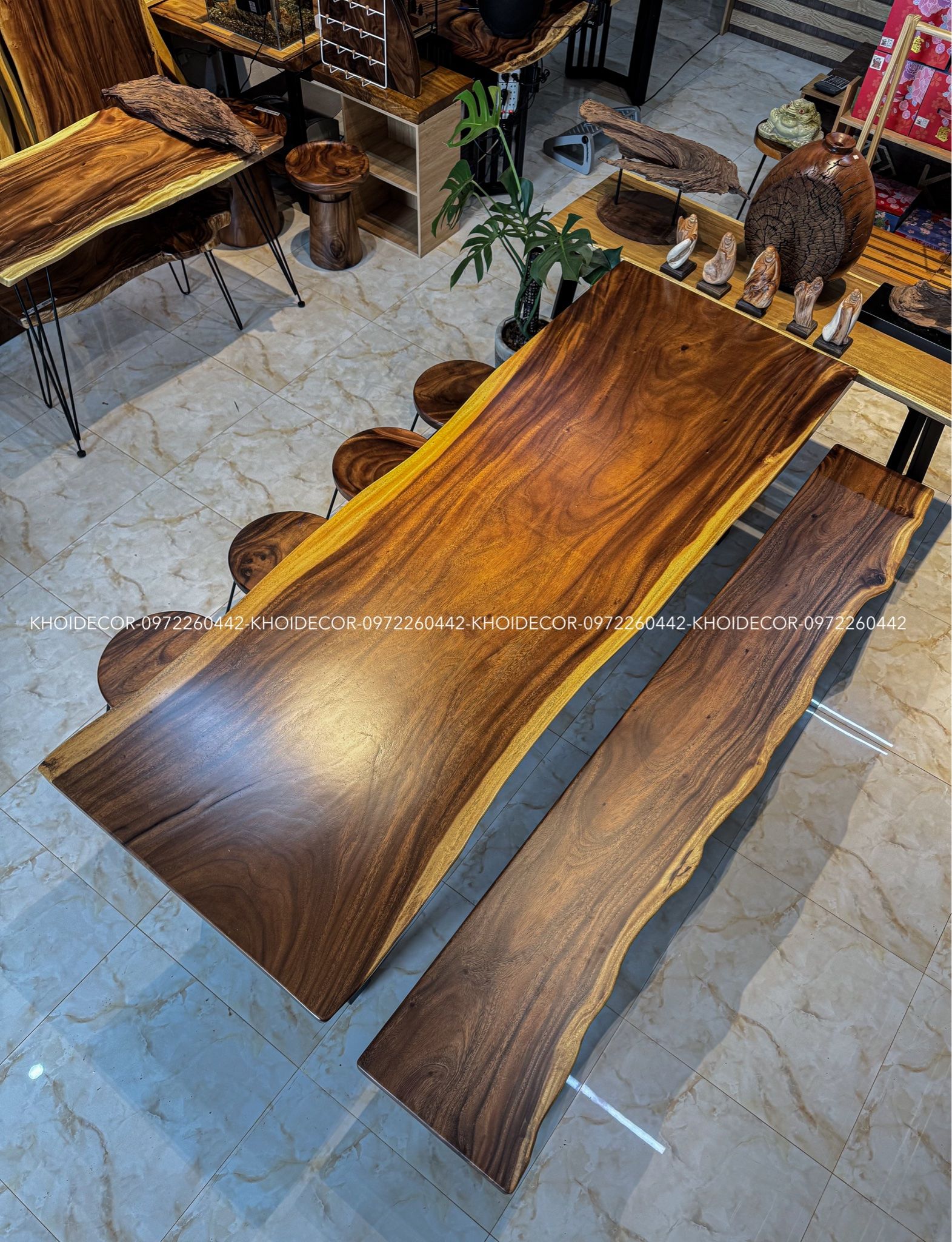 BÀN GỖ ME TÂY 240 x 81-86 x 5 cm