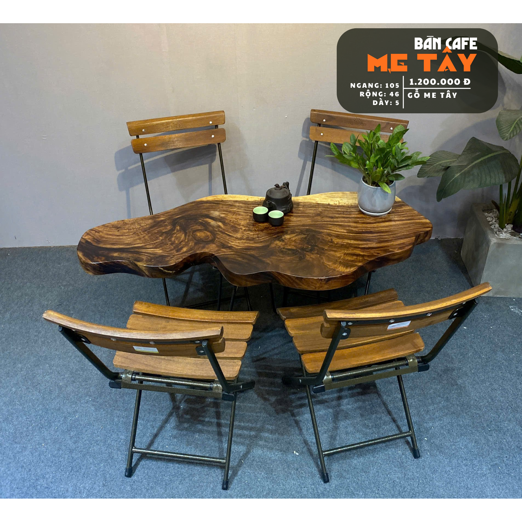 BÀN GỖ ME TÂY 105 x 46 x 5 cm