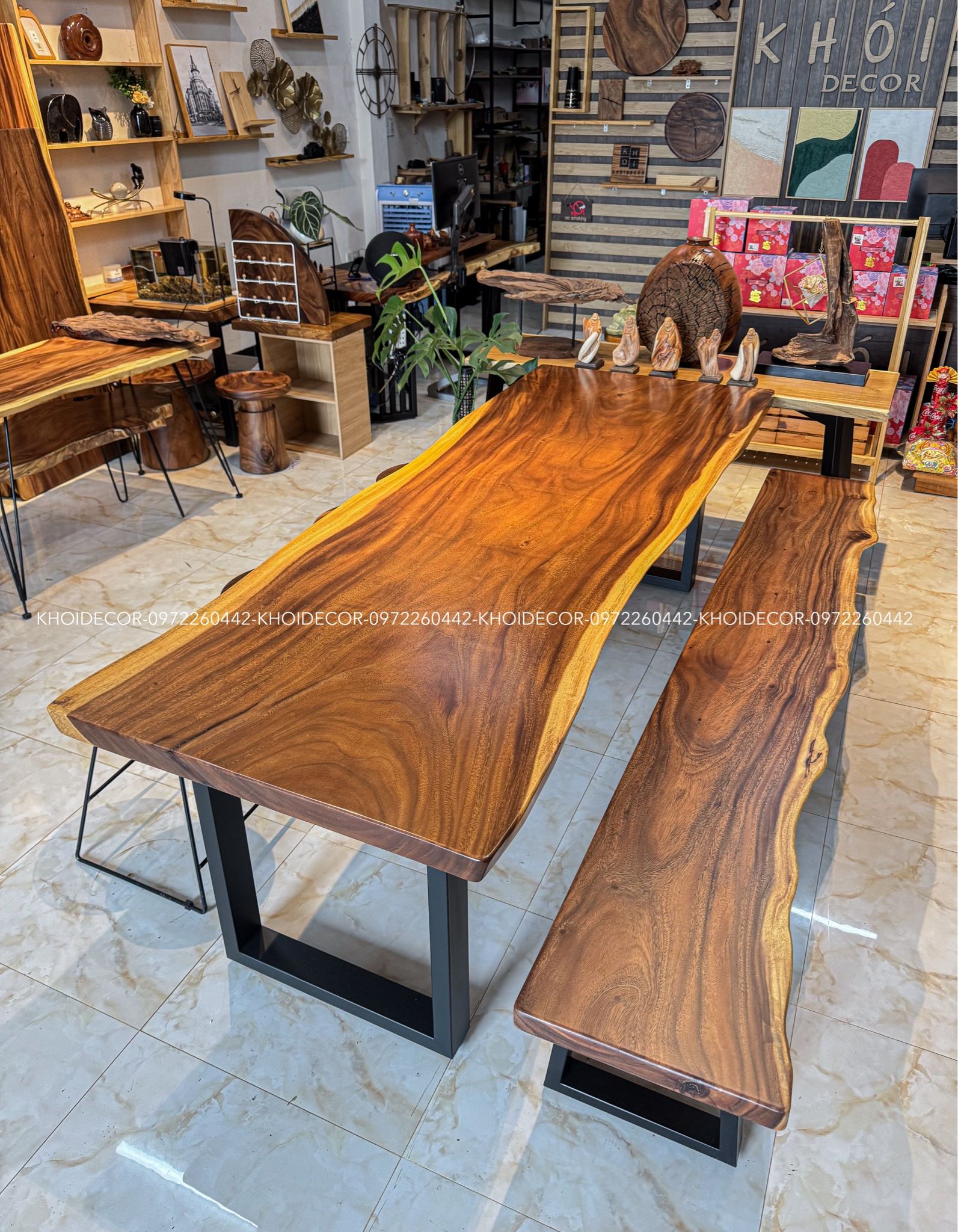 BÀN GỖ ME TÂY 240 x 81-86 x 5 cm